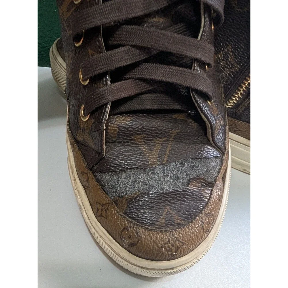 Louis Vuitton Monogram High-Top Sneakers EU 36.5 Brown Canvas w/ COA